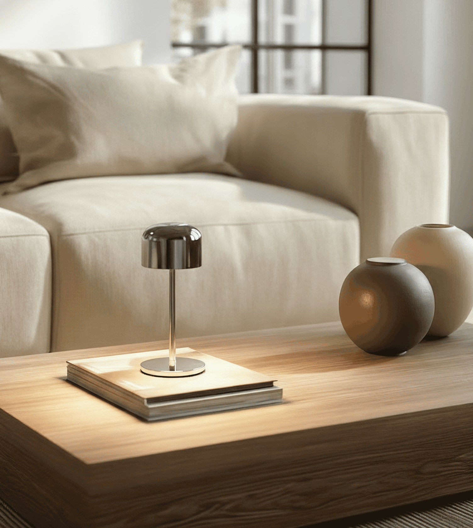 Draadloze Tafellamp LED Oplaadbaar Touch Dimbaar IP54 21cm Chroom